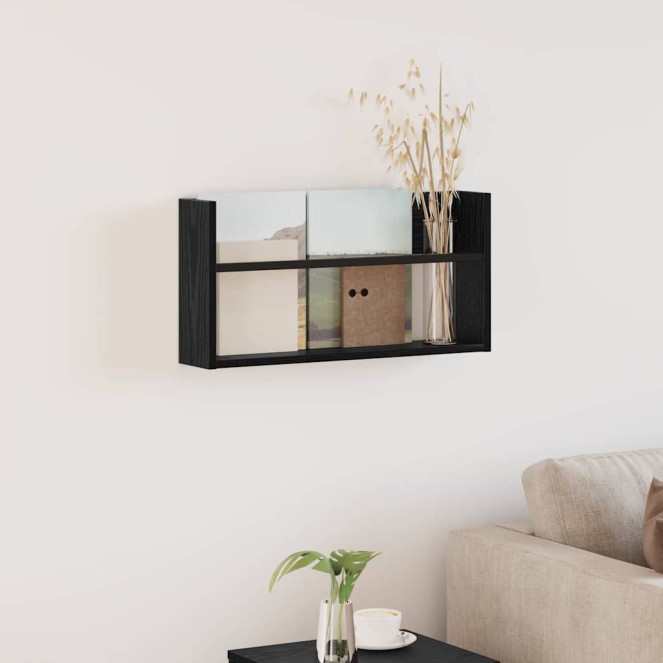 Magazin állvány polcokkal fekete tölgy 60 x 12 x 30 cm faanyag