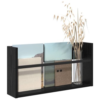 Magazin állvány polcokkal fekete tölgy 60 x 12 x 30 cm faanyag