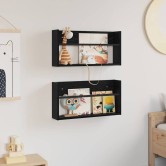 Magazin állvány 2 pcs fekete tölgy 60 x 12 x 30 cm faanyag Magazin állvány 2 pcs fekete tölgy 60 x 12 x 30 cm faanyag