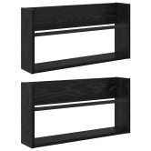 Magazin állvány 2 pcs fekete tölgy 60 x 12 x 30 cm faanyag Magazin állvány 2 pcs fekete tölgy 60 x 12 x 30 cm faanyag