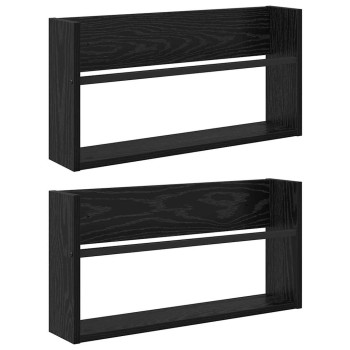 Magazin állvány 2 pcs fekete tölgy 60 x 12 x 30 cm faanyag