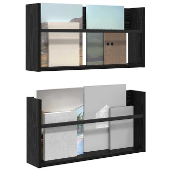 Magazin állvány 2 pcs fekete tölgy 60 x 12 x 30 cm faanyag