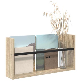 Magazin állvány polcokkal sonoma tölgy 60 x 12 x 30 cm faanyag