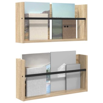 Magazin állvány 2 pcs sonoma tölgy 60 x 12 x 30 cm faanyag