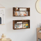 Magazin állvány 2 pcs füstölt tölgy 60 x 12 x 30 cm faanyag