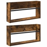 Magazin állvány 2 pcs füstölt tölgy 60 x 12 x 30 cm faanyag