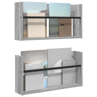 Magazin állvány 2 pcs szürke sonoma 60 x 12 x 30 cm faanyag