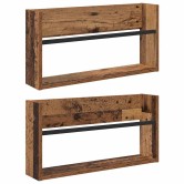 Magazin állvány polcokkal 2 pcs öreg fa 60 x 12 x 30 cm faanyag Magazin állvány polcokkal 2 pcs öreg fa 60 x 12 x 30 cm faanyag