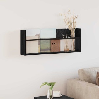 Magazin állvány polcokkal fekete tölgy 80 x 12 x 30 cm faanyag