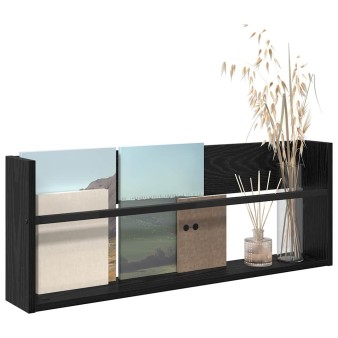 Magazin állvány polcokkal fekete tölgy 80 x 12 x 30 cm faanyag