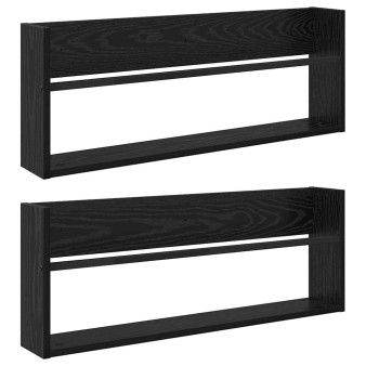 Magazin állvány 2 pcs fekete tölgy 80 x 12 x 30 cm faanyag