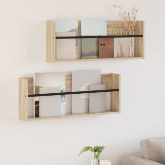 Magazin állvány 2 pcs sonoma tölgy 80 x 12 x 30 cm faanyag
