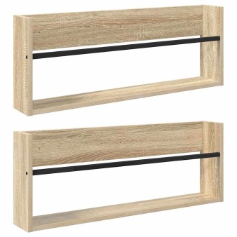 Magazin állvány 2 pcs sonoma tölgy 80 x 12 x 30 cm faanyag