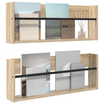 Magazin állvány 2 pcs sonoma tölgy 80 x 12 x 30 cm faanyag