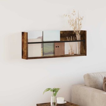 Magazin állvány polcokkal füstölt tölgy 80 x 12 x 30 cm faanyag