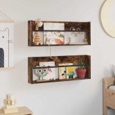 Magazin állvány 2 pcs füstölt tölgy 80 x 12 x 30 cm faanyag