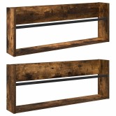 Magazin állvány 2 pcs füstölt tölgy 80 x 12 x 30 cm faanyag