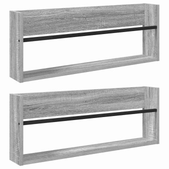 Magazin állvány 2 pcs szürke sonoma 80 x 12 x 30 cm faanyag
