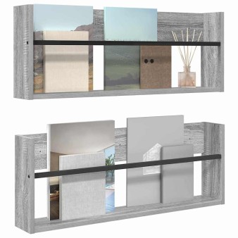 Magazin állvány 2 pcs szürke sonoma 80 x 12 x 30 cm faanyag