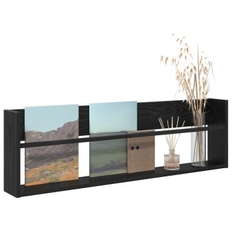 Magazin állvány polcokkal fekete tölgy 100 x 12 x 30 cm faanyag