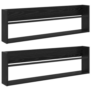 Magazin állvány 2 pcs fekete tölgy 100 x 12 x 30 cm faanyag