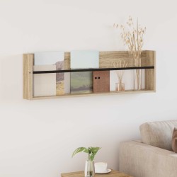 Magazin állvány polcokkal sonoma tölgy 100 x 12 x 30 cm faanyag