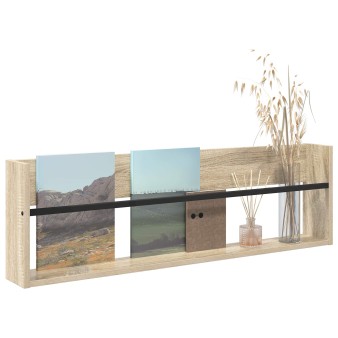 Magazin állvány polcokkal sonoma tölgy 100 x 12 x 30 cm faanyag