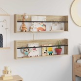 Magazin állvány 2 pcs sonoma tölgy 100 x 12 x 30 cm faanyag