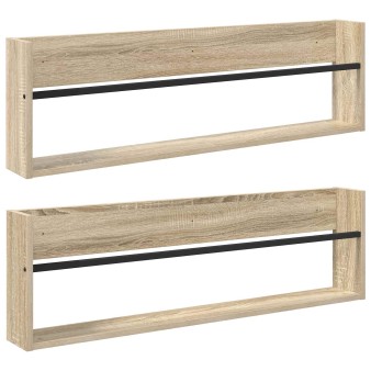Magazin állvány 2 pcs sonoma tölgy 100 x 12 x 30 cm faanyag