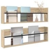Magazin állvány 2 pcs sonoma tölgy 100 x 12 x 30 cm faanyag