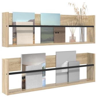 Magazin állvány 2 pcs sonoma tölgy 100 x 12 x 30 cm faanyag