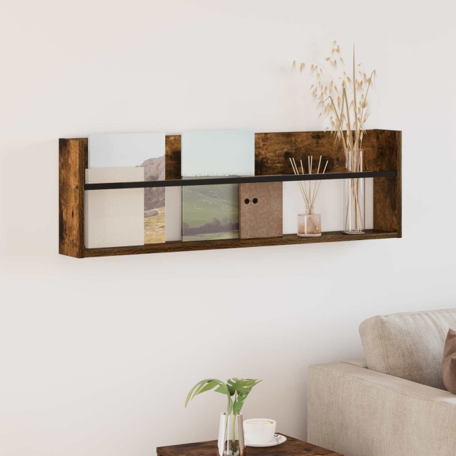Magazin állvány füstölt tölgy 100 x 12 x 30 cm faanyag