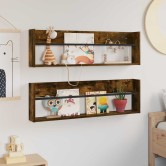 Magazin állvány 2 pcs füstölt tölgy 100 x 12 x 30 cm faanyag