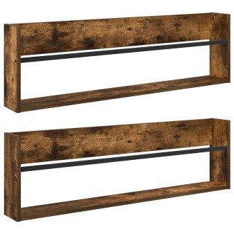 Magazin állvány 2 pcs füstölt tölgy 100 x 12 x 30 cm faanyag