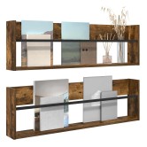 Magazin állvány 2 pcs füstölt tölgy 100 x 12 x 30 cm faanyag