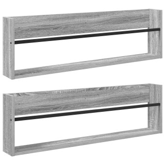 Magazin állvány 2 pcs szürke sonoma 100 x 12 x 30 cm faanyag