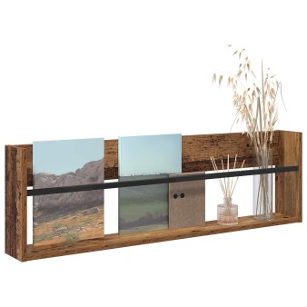 Magazin állvány polcokkal öreg fa 100 x 12 x 30 cm faanyag