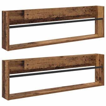 Magazin állvány 2 pcs öreg fa 100 x 12 x 30 cm faanyag