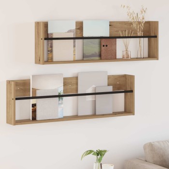 Magazin állvány 2 pcs artisan tölgy 100 x 12 x 30 cm faanyag
