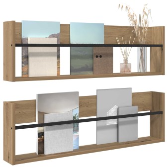 Magazin állvány 2 pcs artisan tölgy 100 x 12 x 30 cm faanyag
