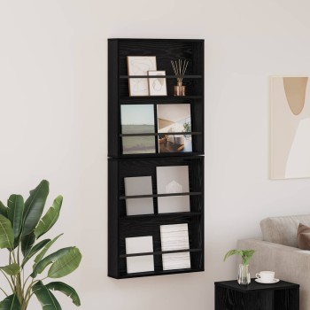 Magazin állvány 2 pcs fekete tölgy 60 x 12 x 70 cm faanyag