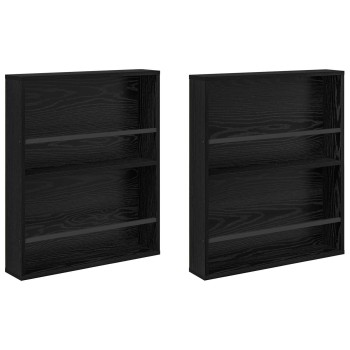 Magazin állvány 2 pcs fekete tölgy 60 x 12 x 70 cm faanyag