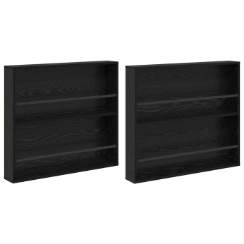 Magazin állvány 2 pcs fekete tölgy 80 x 12 x 70 cm faanyag