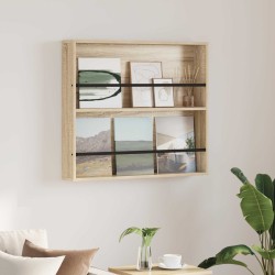 Magazin állvány polcokkal sonoma tölgy 80 x 12 x 70 cm faanyag