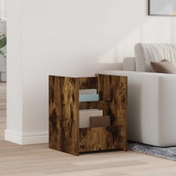 Oldal asztal polcokkal füstölt tölgy 35 x 35 x 45 cm faanyag