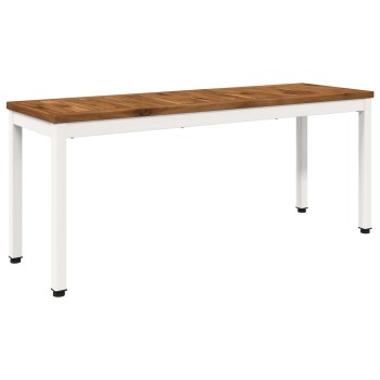 Kerti pad 108,5 x 35 x 45 cm tömör akácfa természetes és fehér