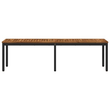 Kerti pad 161 x 35 x 45 cm tömör akácfa természetes és fekete
