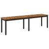 Kerti pad 161 x 35 x 45 cm tömör akácfa természetes és fekete