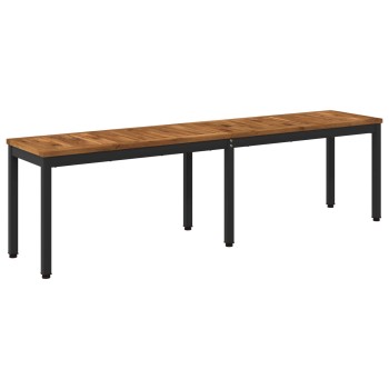 Kerti pad 161 x 35 x 45 cm tömör akácfa természetes és fekete