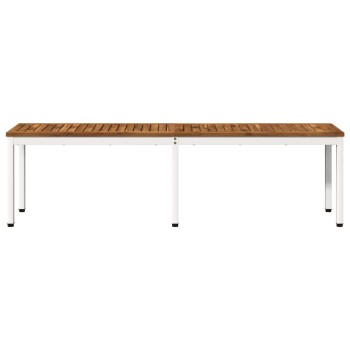 Kerti pad 161 x 35 x 45 cm tömör akácfa természetes és fehér